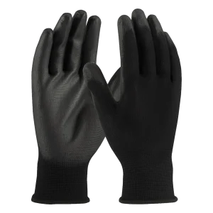 Poly Coated Knit Gloves Black